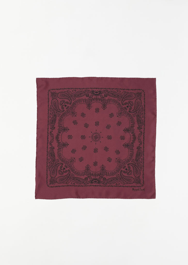Paisley Silk Bandana — Raspberry