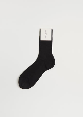 One Ribbed Socks — Black