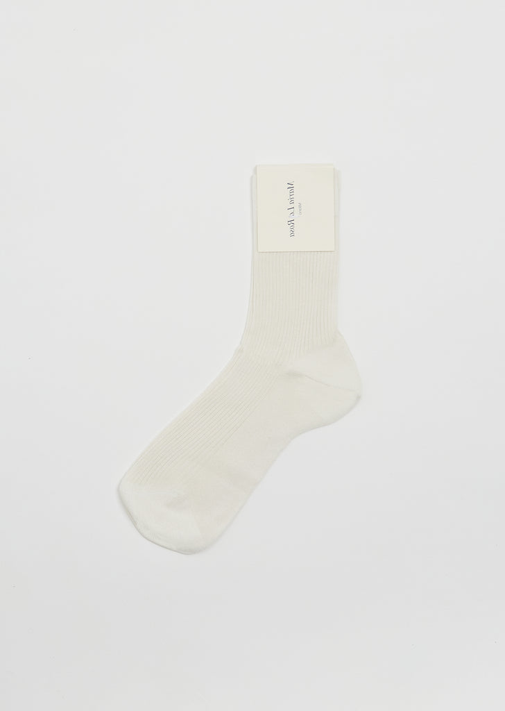 One Ribbed Silk Socks — Off White