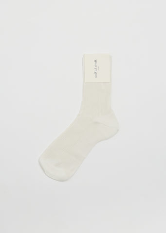 One Ribbed Silk Socks — Off White