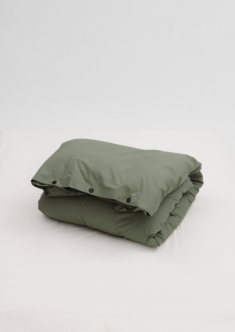 King Percale Double Duvet Cover — Olive Green