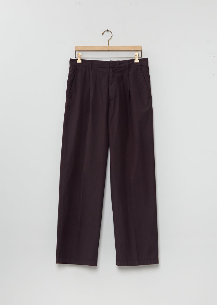 Garment-Dyed Finx One-Tuck Slacks — Brown
