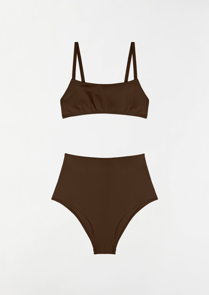 Undici High Waist Bikini — Brown