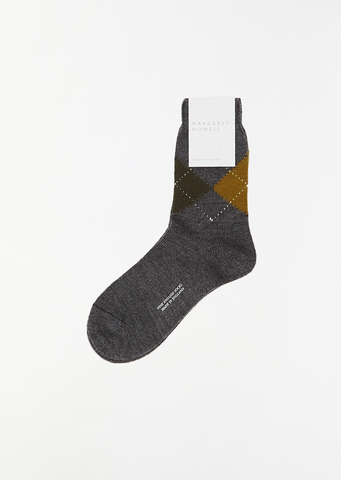 Argyle Sock — Grey/Olive/Mustard