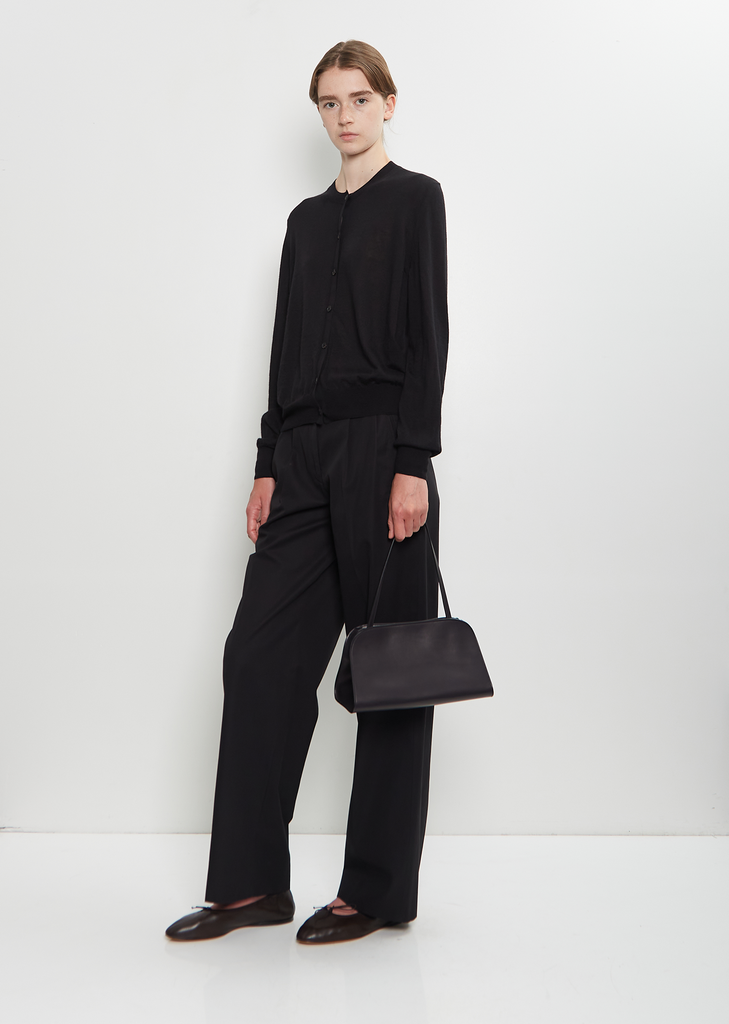 Peggy Saddle Leather Clutch — Black