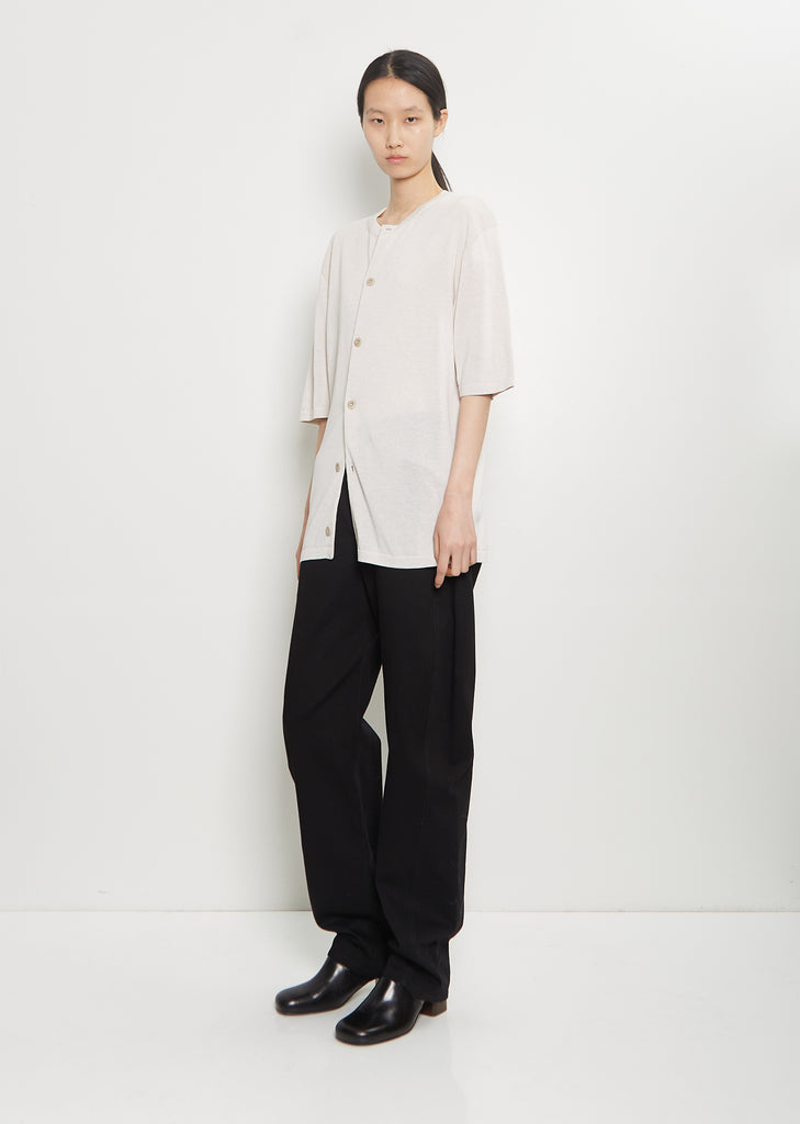 Cotton Short Sleeve Overshirt — Stone Beige Melange