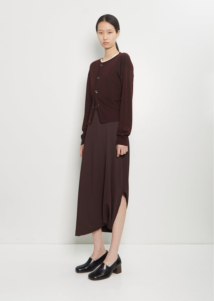 Wool Fitted Cardigan — Dark Plum
