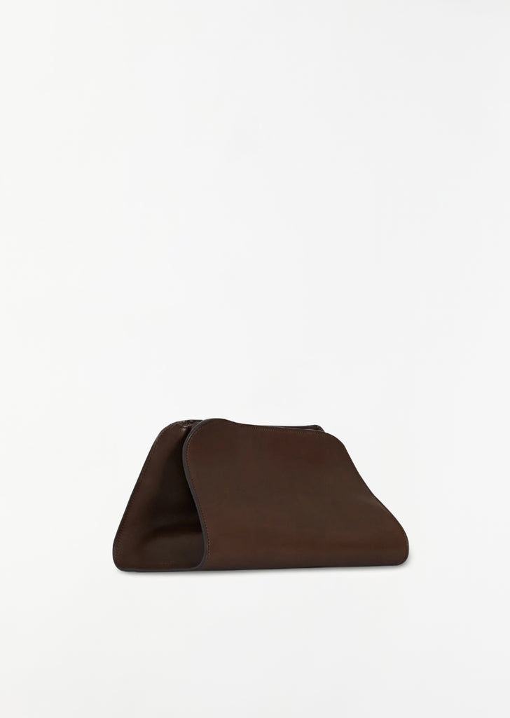 Peggy Saddle Leather Clutch — Deep Brown