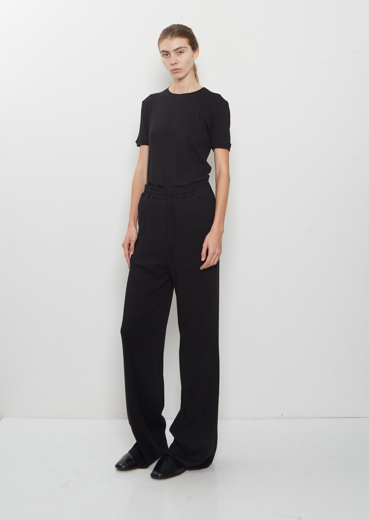 Washable Cashmere Slim Pijama Pants — Black