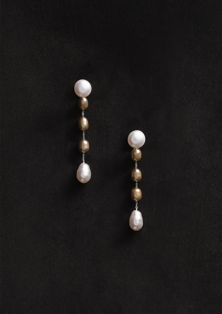 Small Passante Earrings — Pistachio Pearl