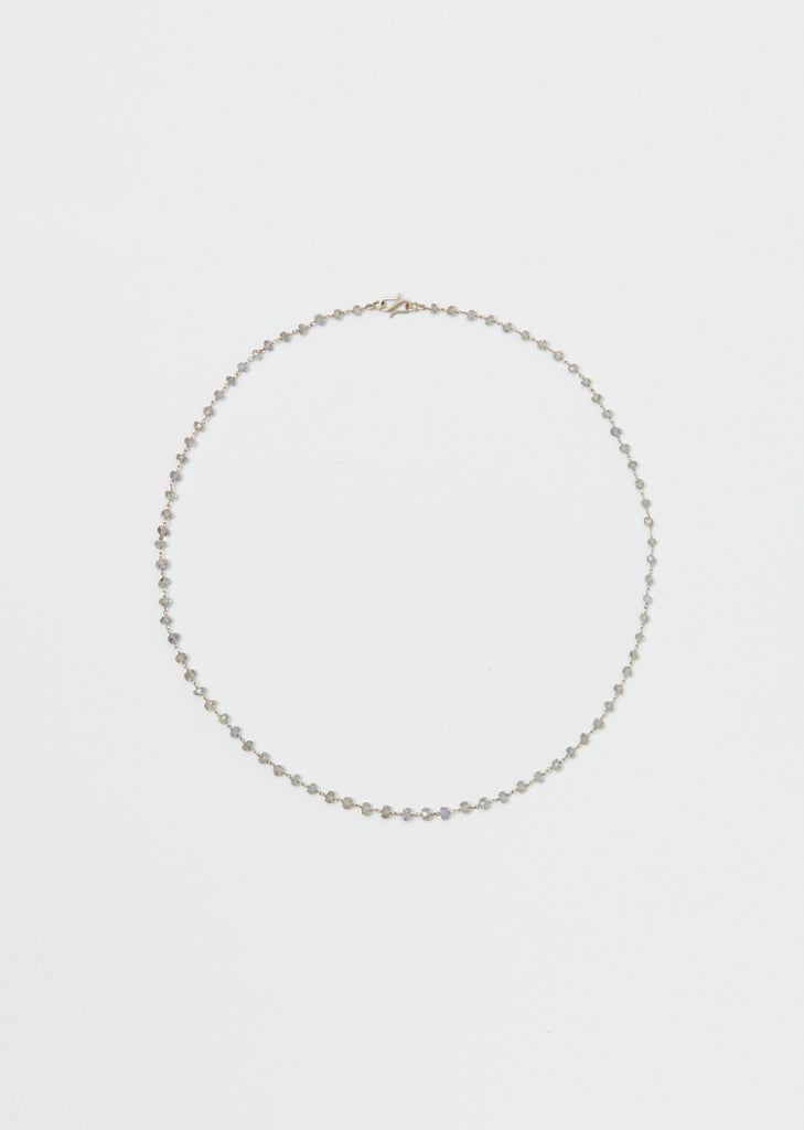 Grey Sapphire Rosary Micro Necklace