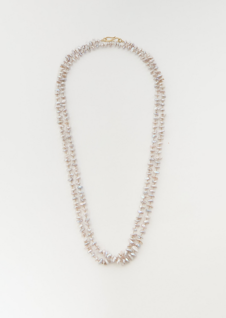 Rosary Paulette White Grey Pearls Necklace