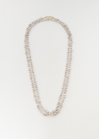 Rosary Paulette White Grey Pearls Necklace