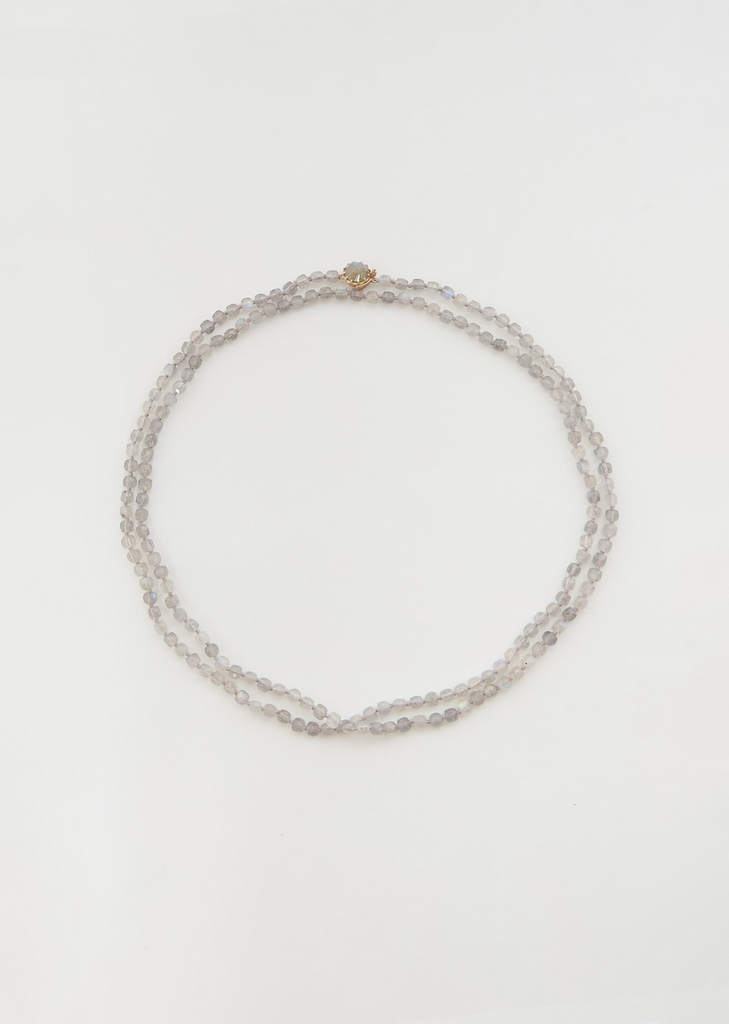 Grey Labradorite Cube Griffes Necklace