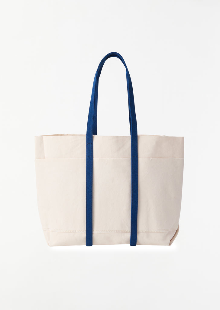 Washed Canvas Two-Tone Tote, Medium — Navy