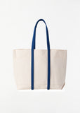 Washed Canvas Two-Tone Tote, Medium — Navy
