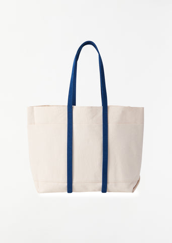 Washed Canvas Two-Tone Tote, Medium — Navy