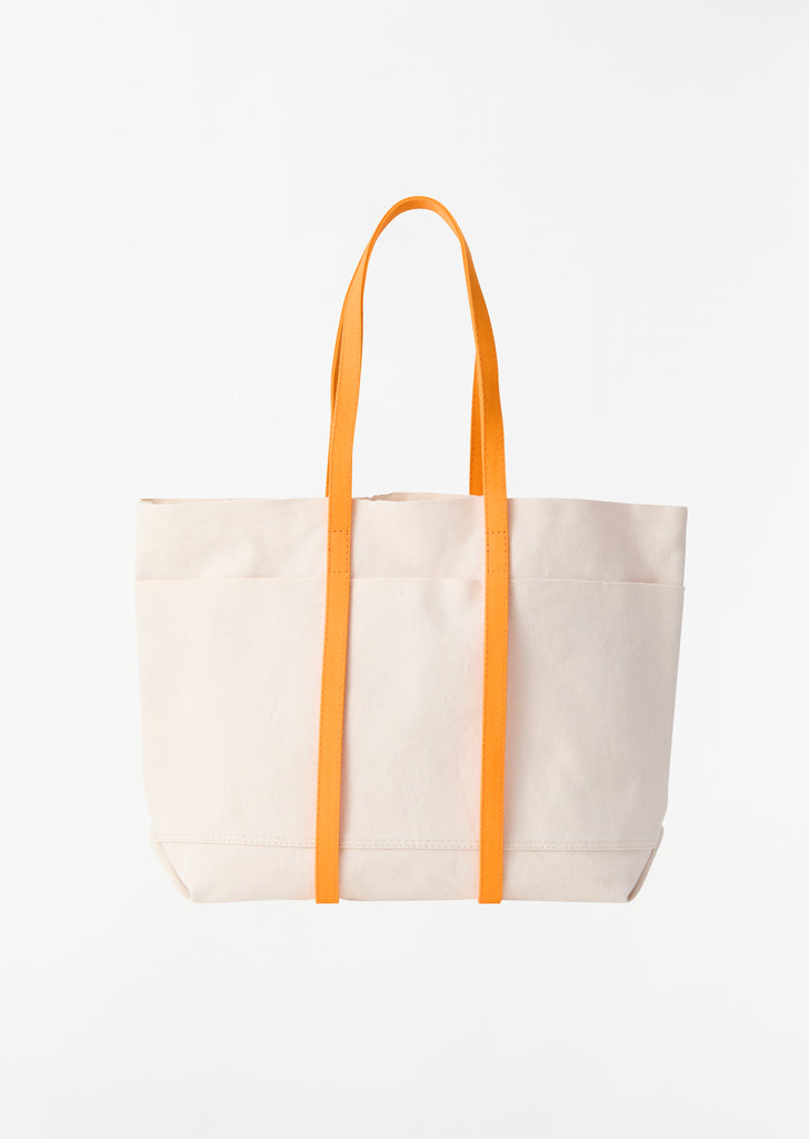 Washed Canvas Two-Tone Tote, Medium — Orange