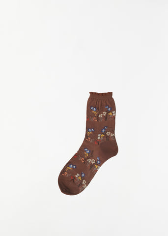 Wild Flower Socks — Brown