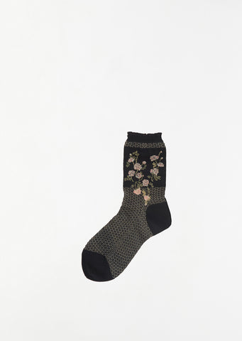Flower On Basket Socks — Black