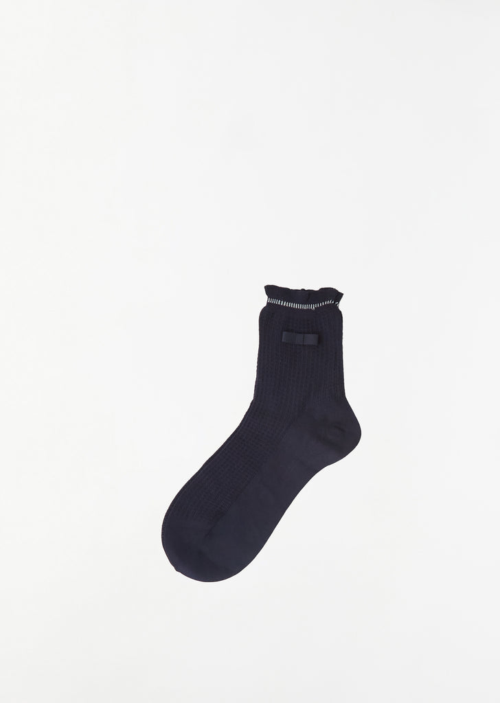 Waffle Ribbon Socks — Navy