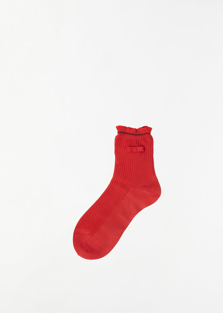 Waffle Ribbon Socks — Red