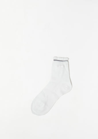 Waffle Ribbon Socks — White