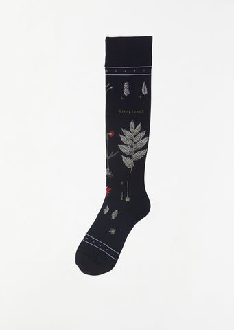 Botanical XVII Compression High Socks — Navy