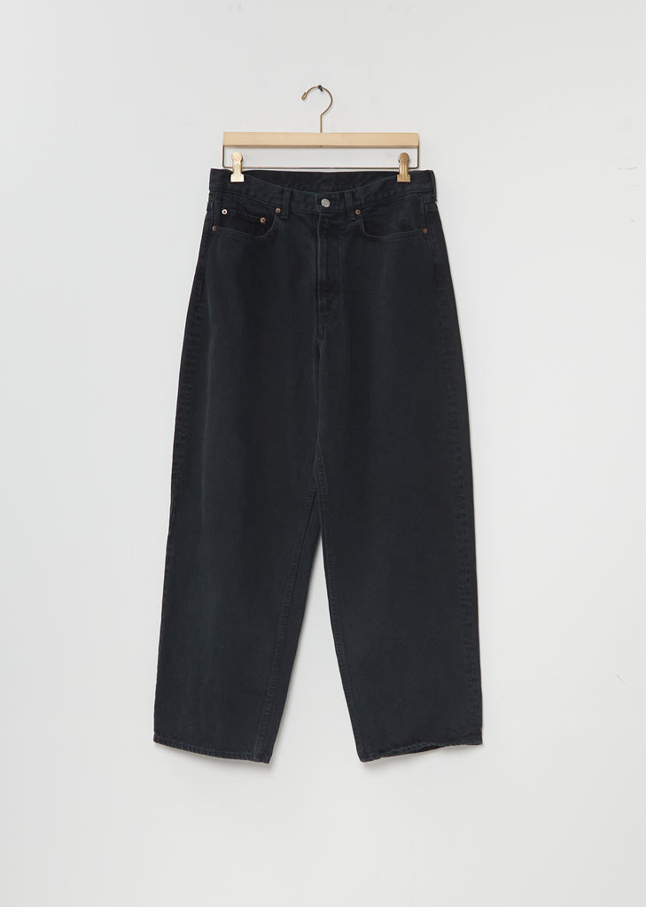 Black Washed Wide Denim Pants