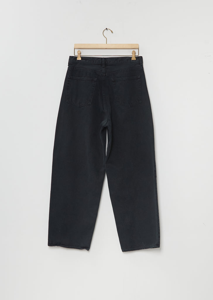 Black Washed Wide Denim Pants