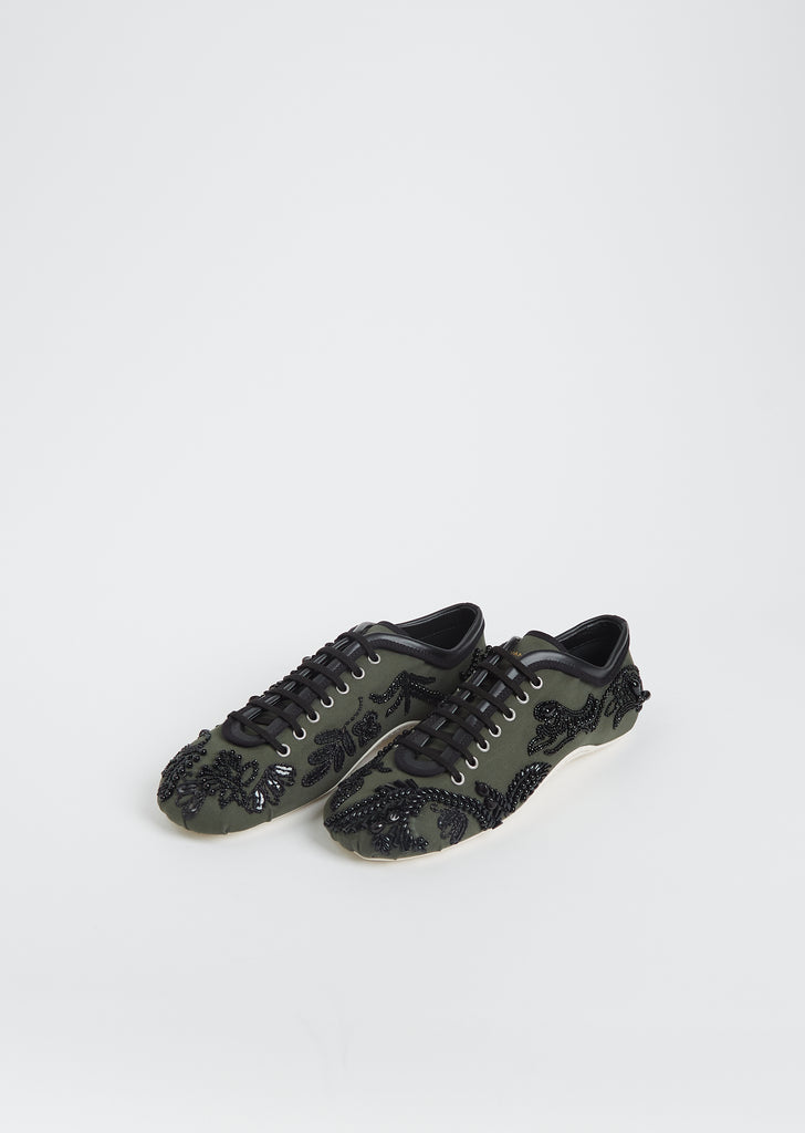 Embroidered Lace Up Trainer — Bottle