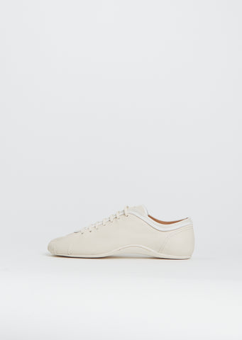 Leather Lace Up Trainer — Pearl