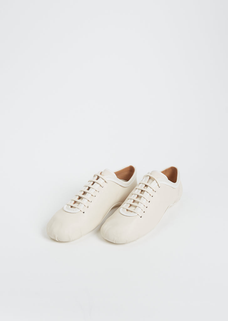 Leather Lace Up Trainer — Pearl