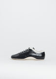 Leather Lace Up Trainer — Black