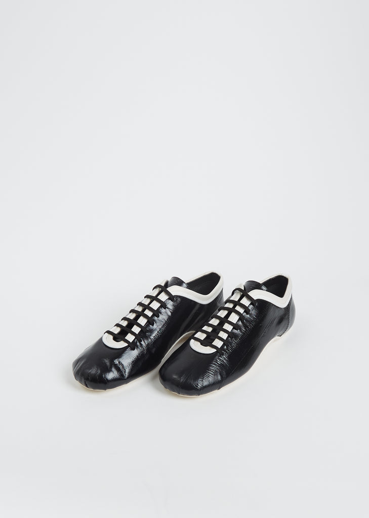 Leather Lace Up Trainer — Black