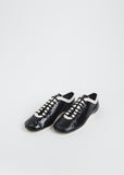 Leather Lace Up Trainer — Black
