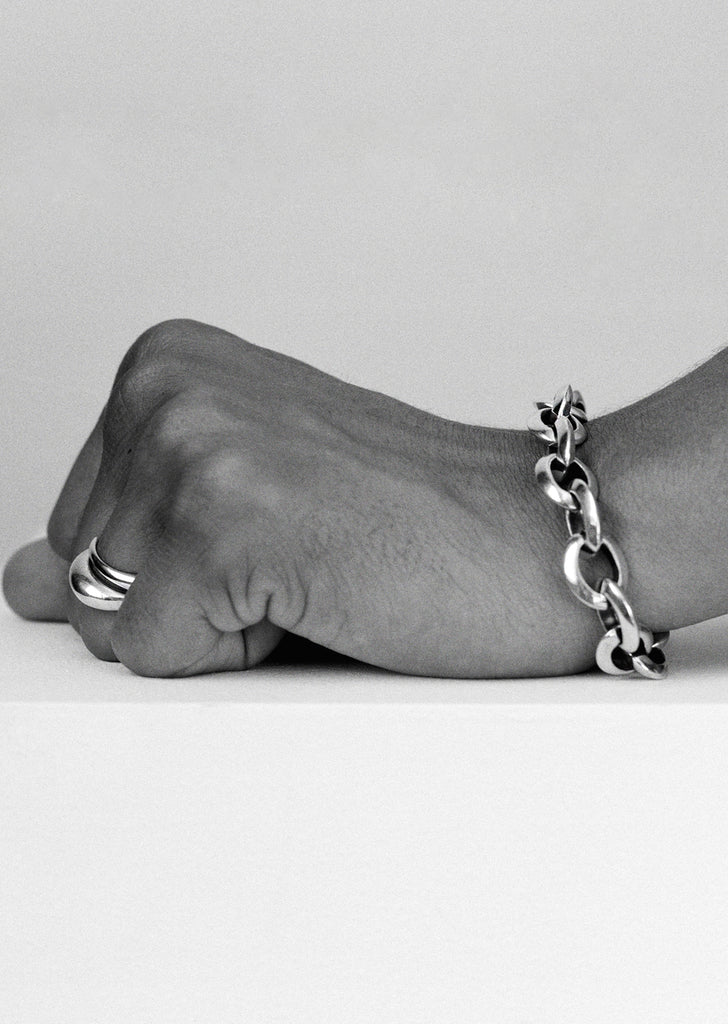 Ridge Chain Silver Bracelet, 8