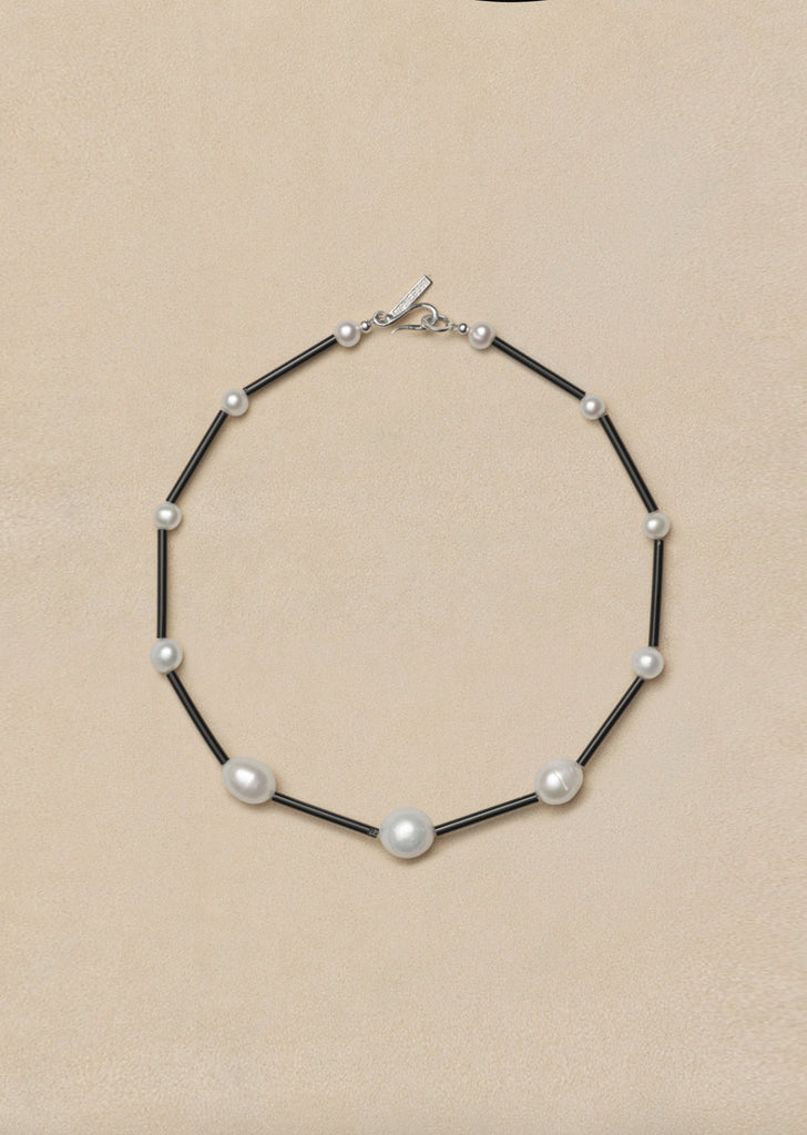 Osiris Pearl Silk Necklace, 14
