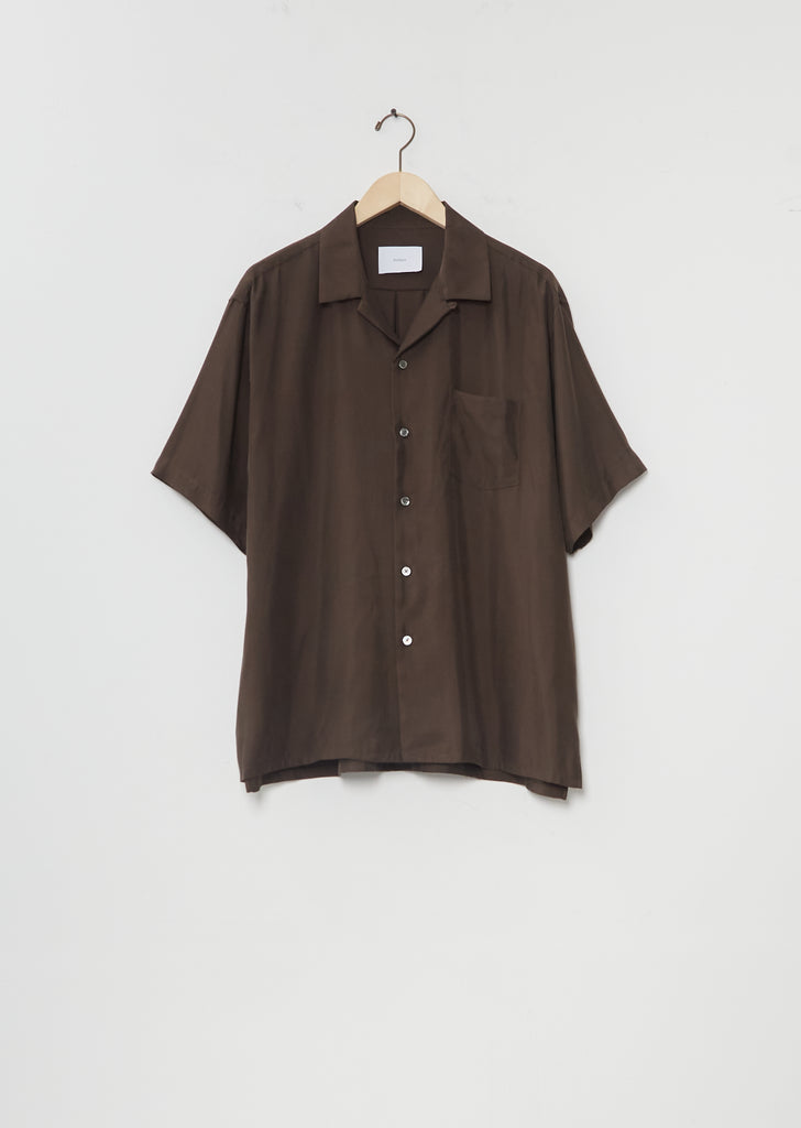 Cupro Twill Open Collar Shirt