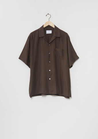 Cupro Twill Open Collar Shirt