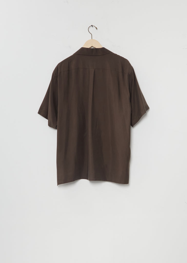 Cupro Twill Open Collar Shirt