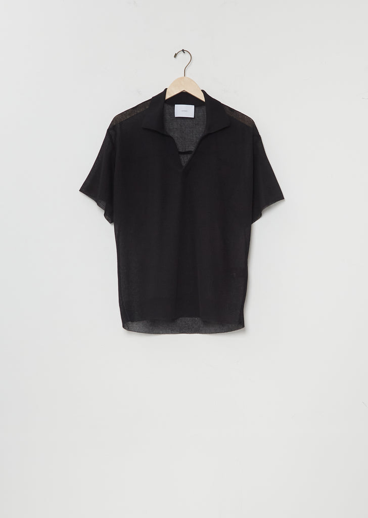 Ramie Knit Skipper Top — Black