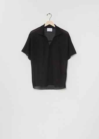 Ramie Knit Skipper Top — Black