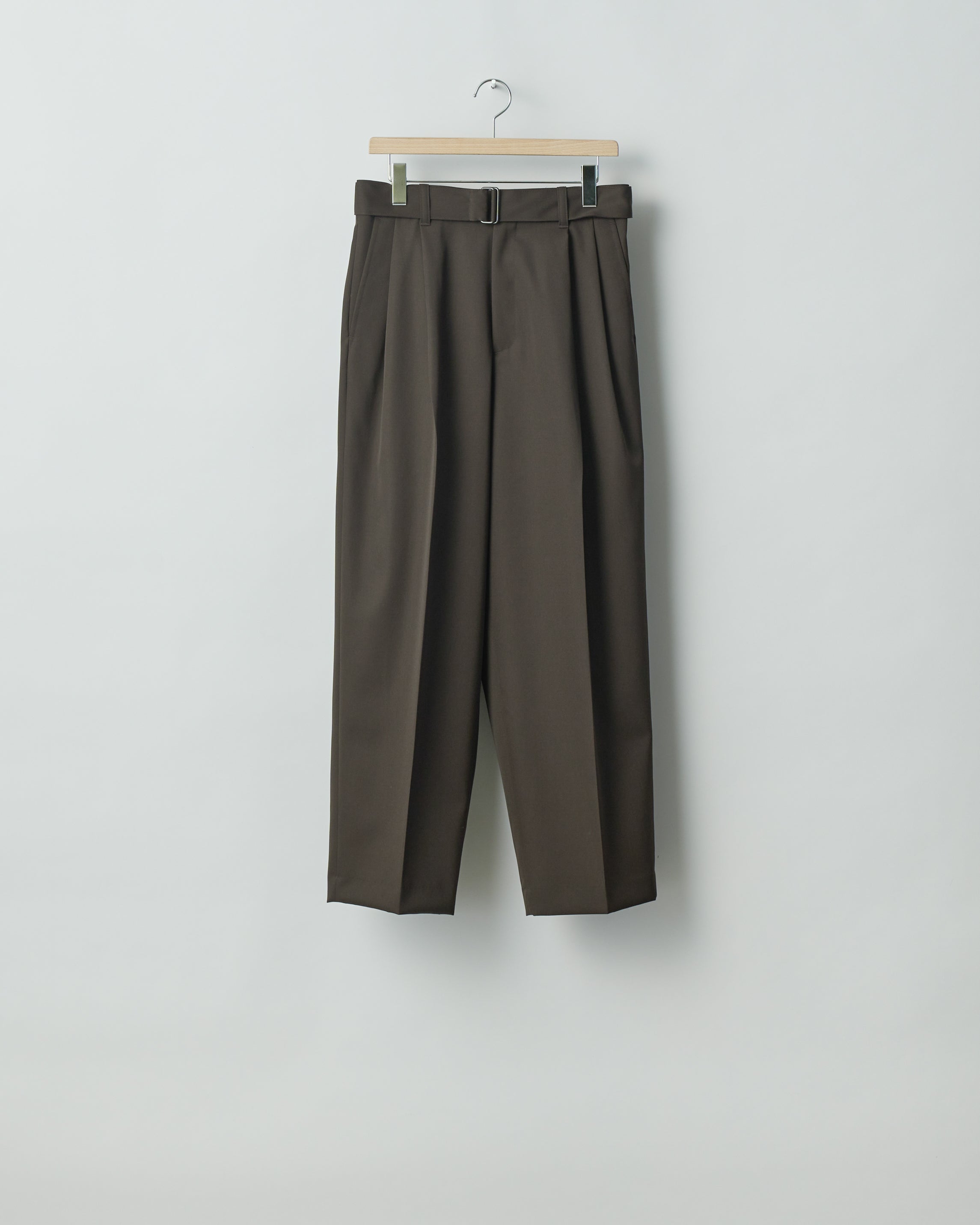  OTHER STORIES High Waist Tapered Trousers in Medium Beige Wool