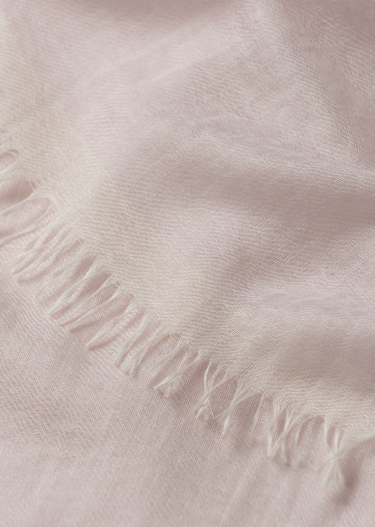 Washed Cashmere Silk Staffa Scarf — Light Pink