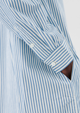 Cotton Poplin Night Shirt — Placid Blue Stripes