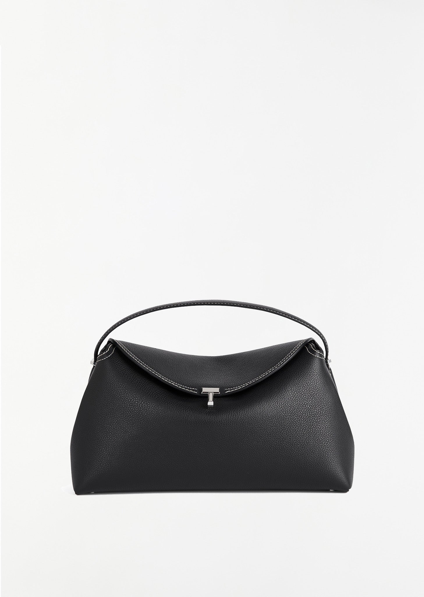 【TOTEME】Tロックレザートップハンドル ブラック エレガント T-Lock leather top handle black – TOTEME