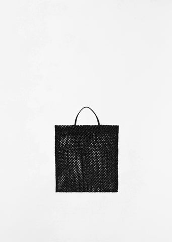 Barn Raffia Tote, Mini — Black