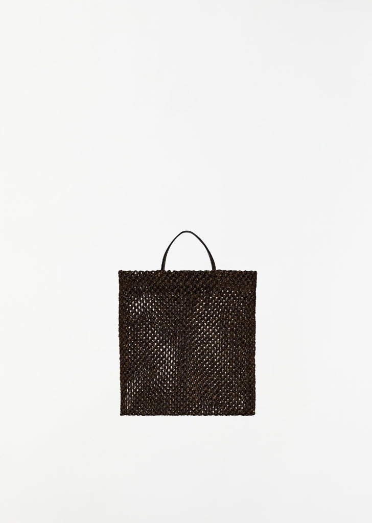 Barn Raffia Tote, Mini — Dark Brown