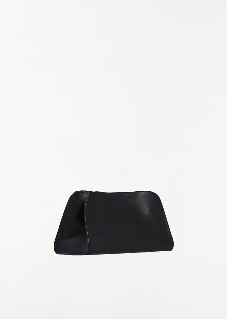 Peggy Saddle Leather Clutch — Black